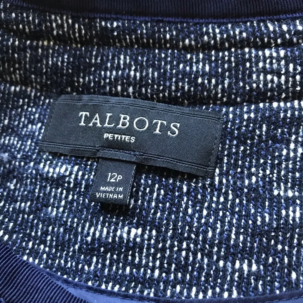 Talbots Marled Jewel‎ Neck Navy-White Coat